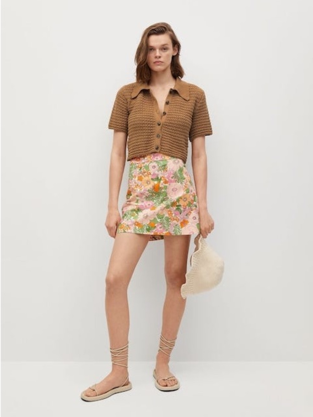 Mango Openwork Knit Short-Sleeve Top